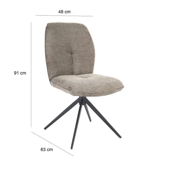 Set of 2 Swivel Dining Chairs - Grey, Upholstered