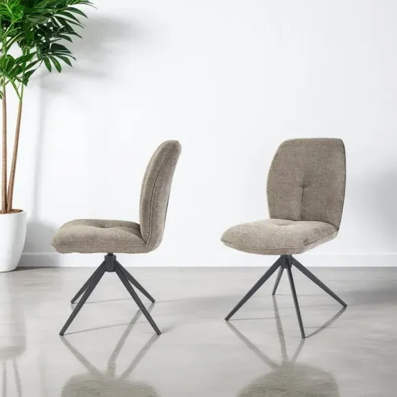 Set of 2 Swivel Dining Chairs - Grey, Upholstered image