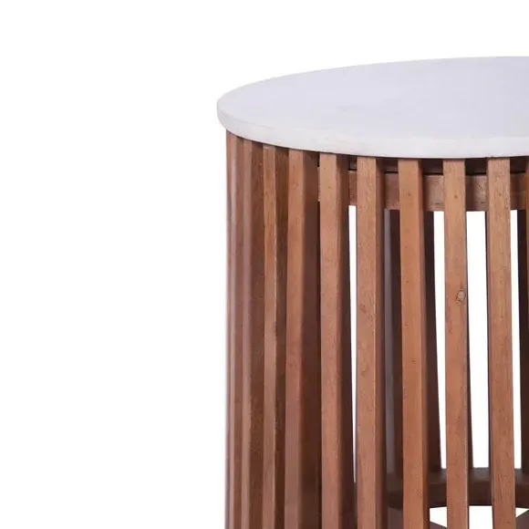 Side Table with Marble Top - Natural, Mango Wood