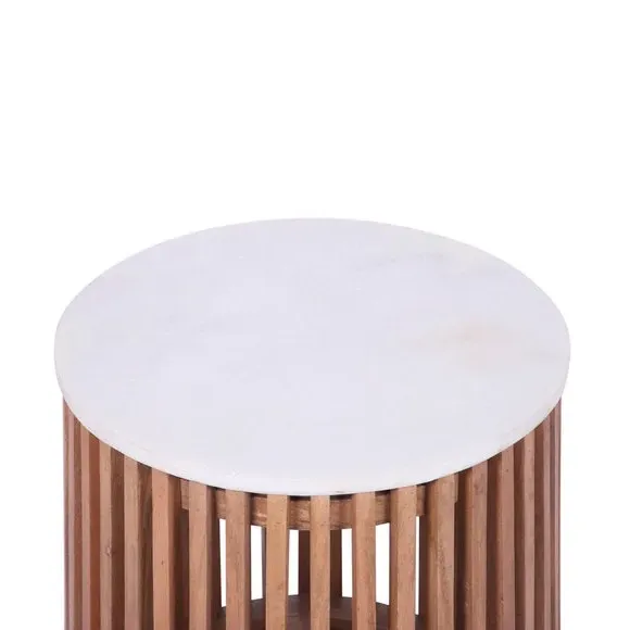 Side Table with Marble Top - Natural, Mango Wood