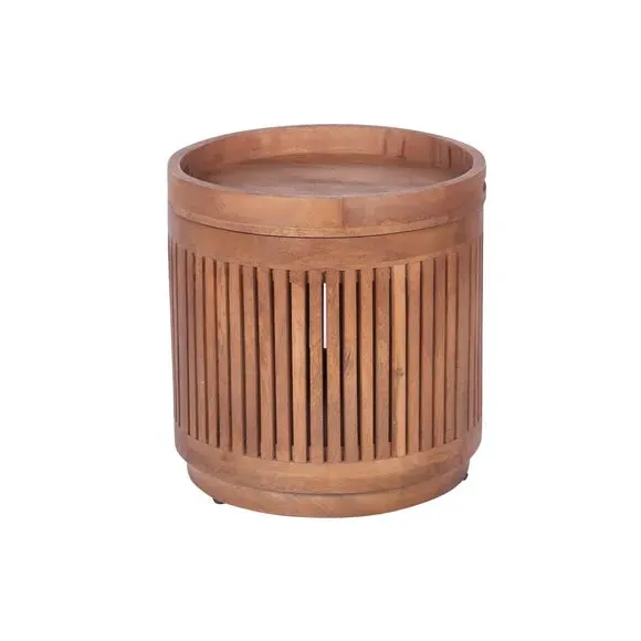 Side Table with Storage - Light Wood, Mango