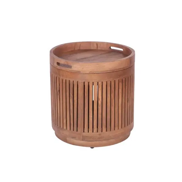 Side Table with Storage - Light Wood, Mango