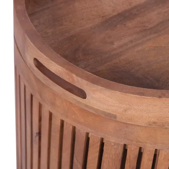 Side Table with Storage - Light Wood, Mango