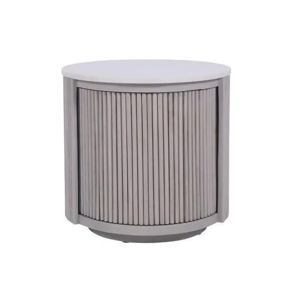 Side Table with Storage - White, Marble