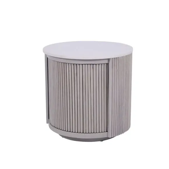 Side Table with Storage - White, Marble