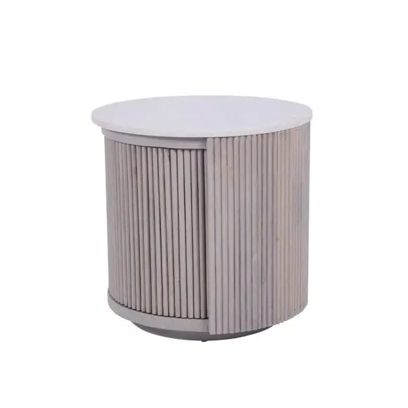 Side Table with Storage - White, Marble