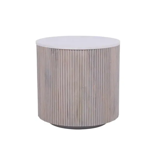 Side Table with Storage - White, Marble
