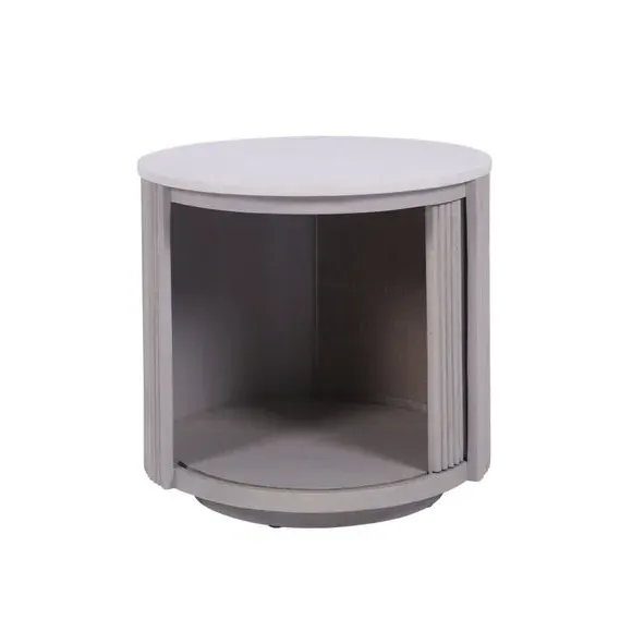 Side Table with Storage - White, Marble