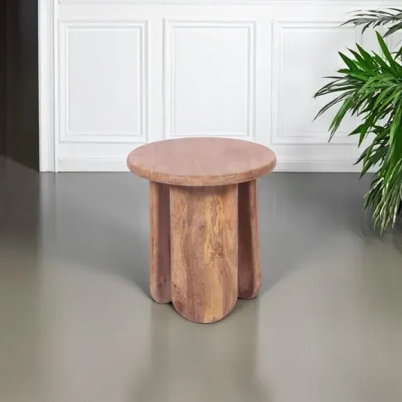Side Table with Unique Legs - Light Wood, Mango image