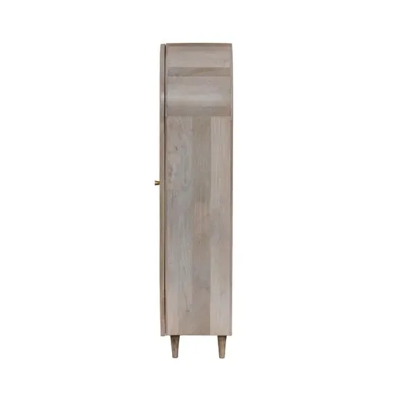 Single Door Glass Cabinet - White, Mango Wood