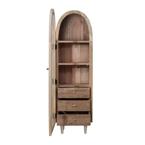 Single Door Glass Cabinet - White, Mango Wood