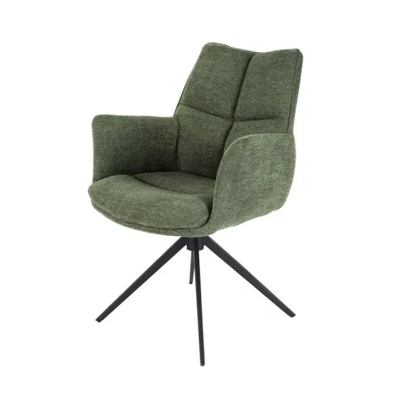 Swivel Dining Chair with Arms - Green, Chenille