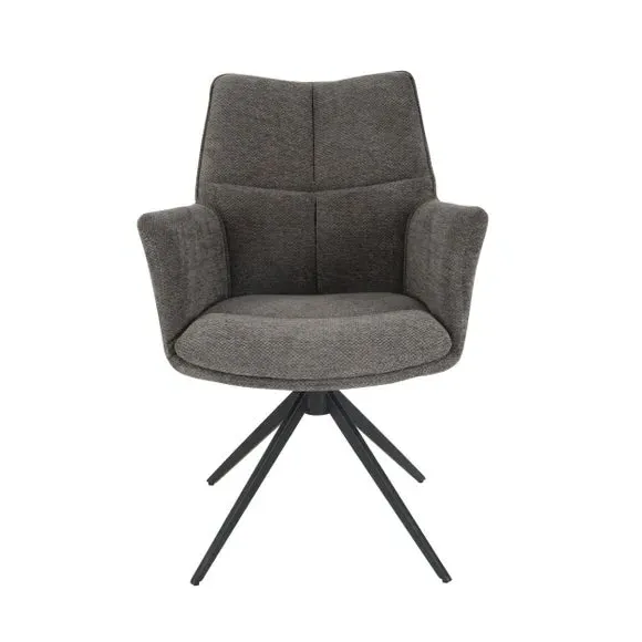 Swivel Dining Chair with Arms - Grey, Chenille