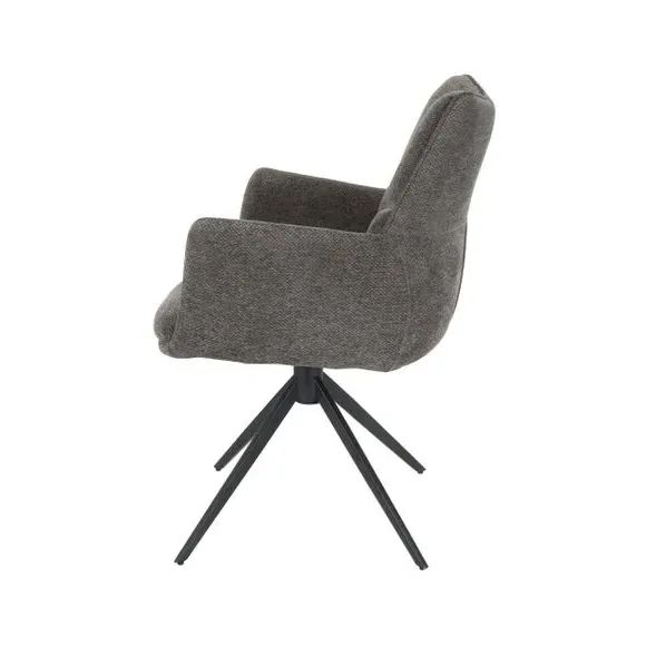Swivel Dining Chair with Arms - Grey, Chenille