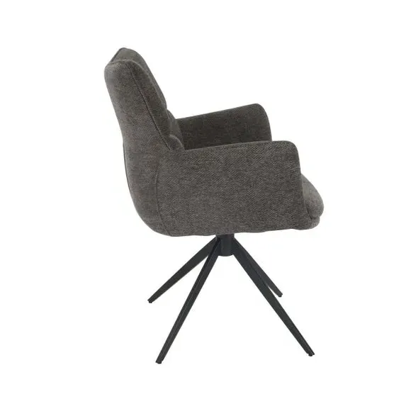 Swivel Dining Chair with Arms - Grey, Chenille