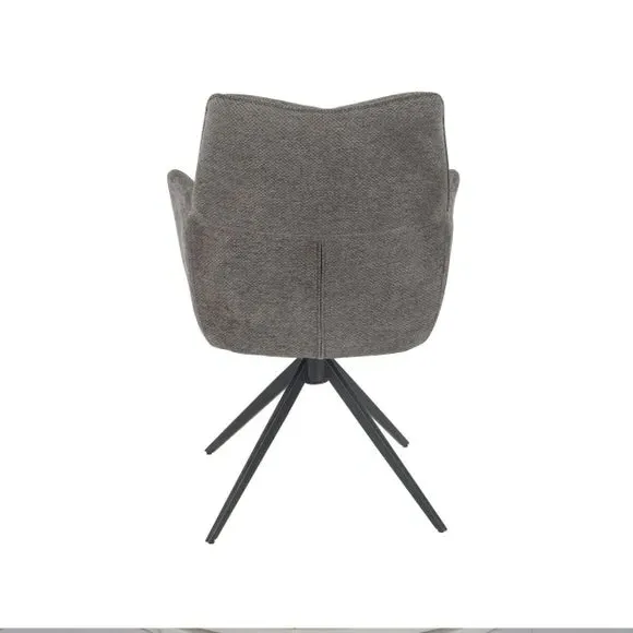 Swivel Dining Chair with Arms - Grey, Chenille
