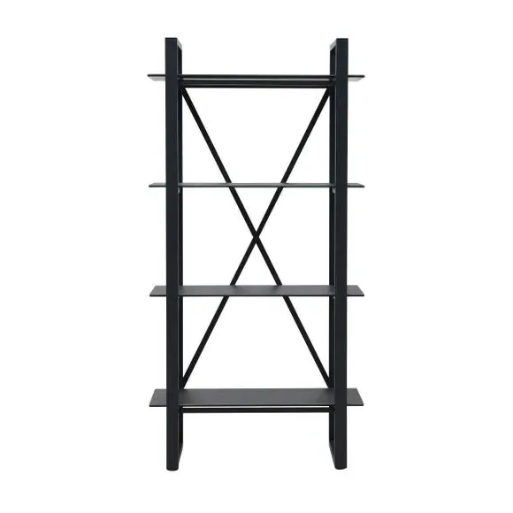 Wall Shelf Unit with Metal Frame - Black, Ceramic