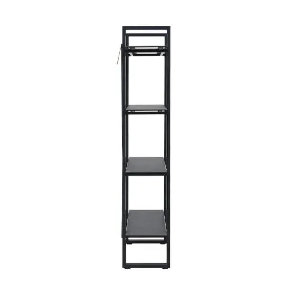 Wall Shelf Unit with Metal Frame - Black, Ceramic