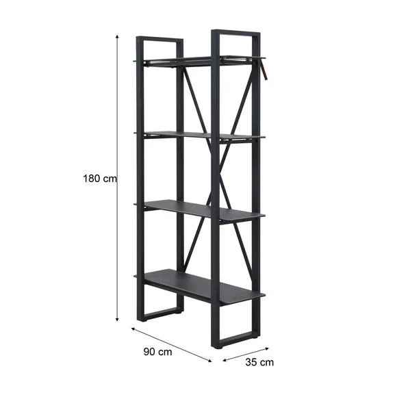 Wall Shelf Unit with Metal Frame - Black, Ceramic