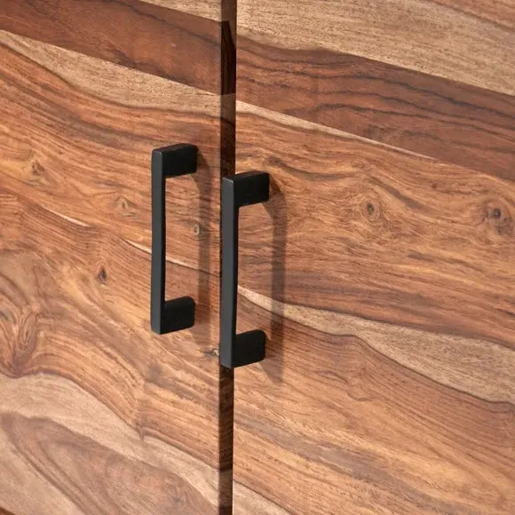 Wide Sideboard with Metal Legs - Dark Wood