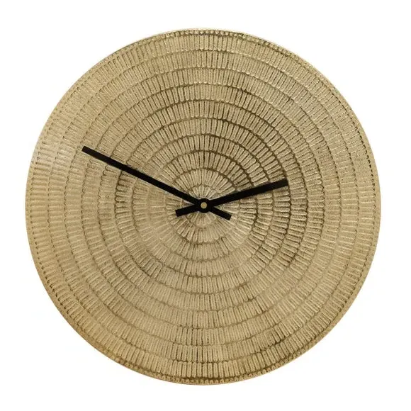 Patterned Wall Clock - Gold, Metal