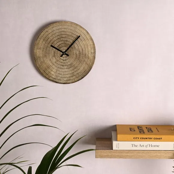 Patterned Wall Clock - Gold, Metal image