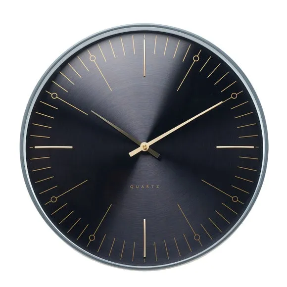 Round Wall Clock - Black, Metallic image