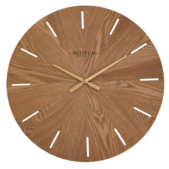 Round Wall Clock - Brown, Wood