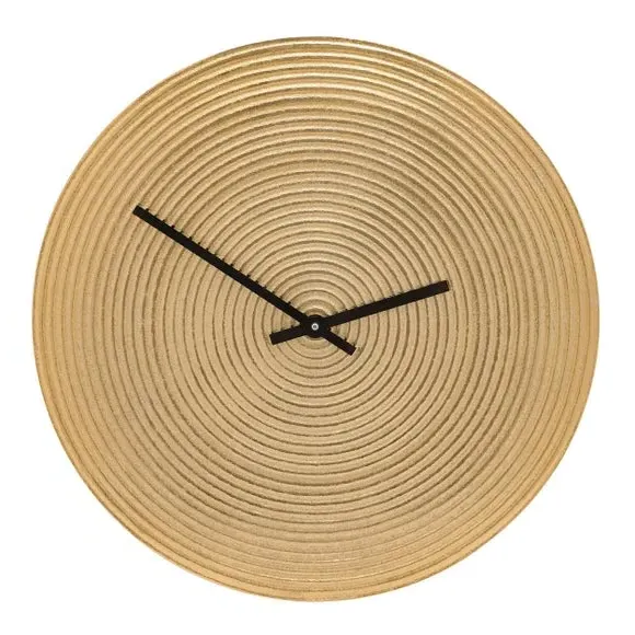 Round Wall Clock Grooved Texture - Gold, Metal