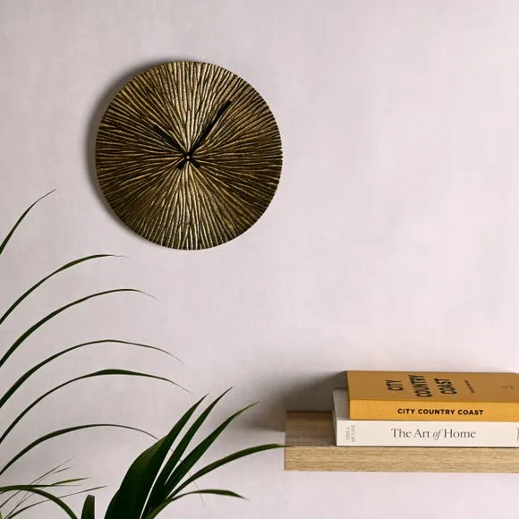 Round Wall Clock Textured - Gold, Brass Metal image