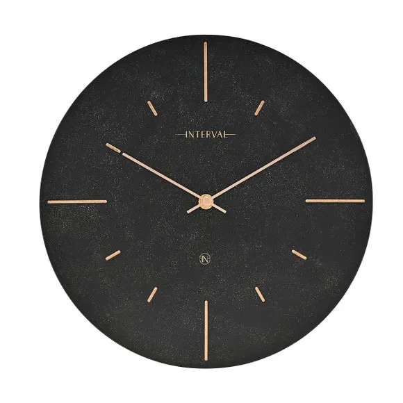 Round Wall Clock with Baton Markings - Black, Resin