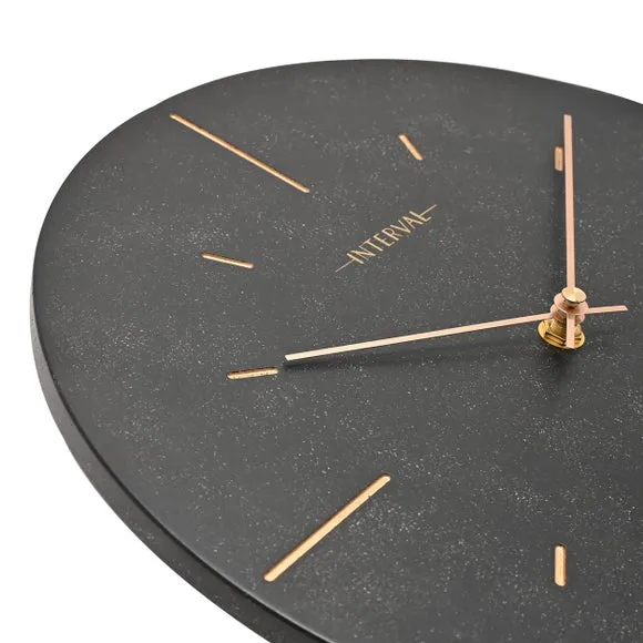 Round Wall Clock with Baton Markings - Black, Resin