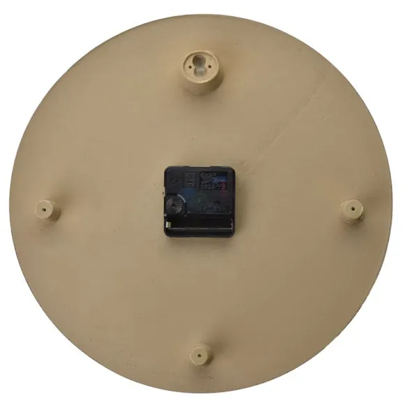 Round Wall Clock with Baton Markings - Brown, Resin
