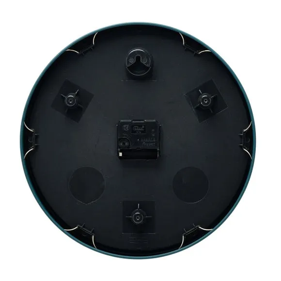 Round Wall Clock with Baton Markings - Emerald, Metal