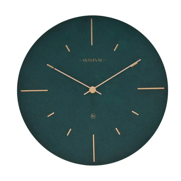 Round Wall Clock with Baton Markings - Emerald, Resin