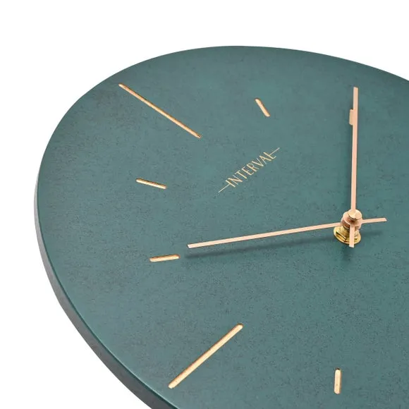 Round Wall Clock with Baton Markings - Emerald, Resin
