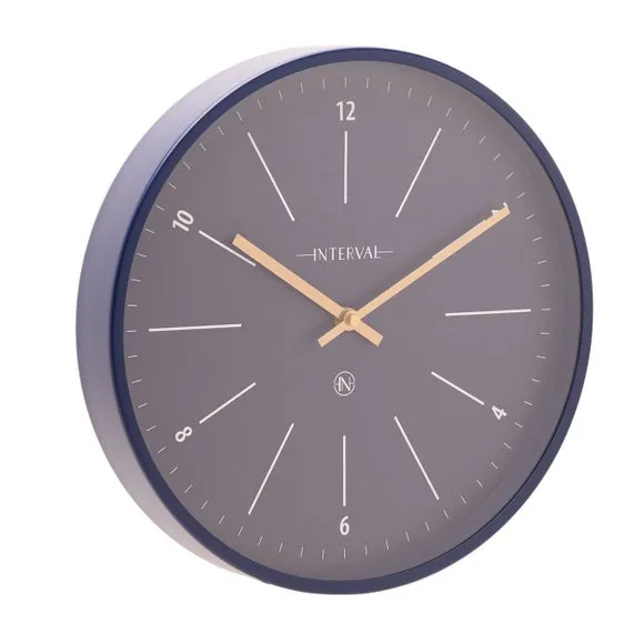 Round Wall Clock with Baton Markings - Navy, Metal