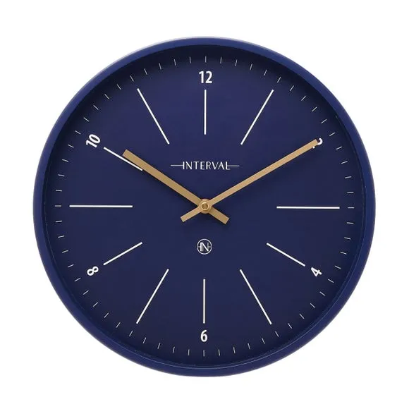 Round Wall Clock with Baton Markings - Navy, Metal