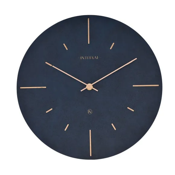 Round Wall Clock with Baton Markings - Navy, Resin