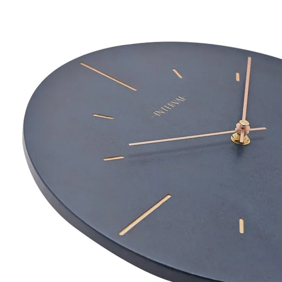 Round Wall Clock with Baton Markings - Navy, Resin