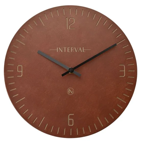 Round Wall Clock with Baton Markings - Oxblood, Resin