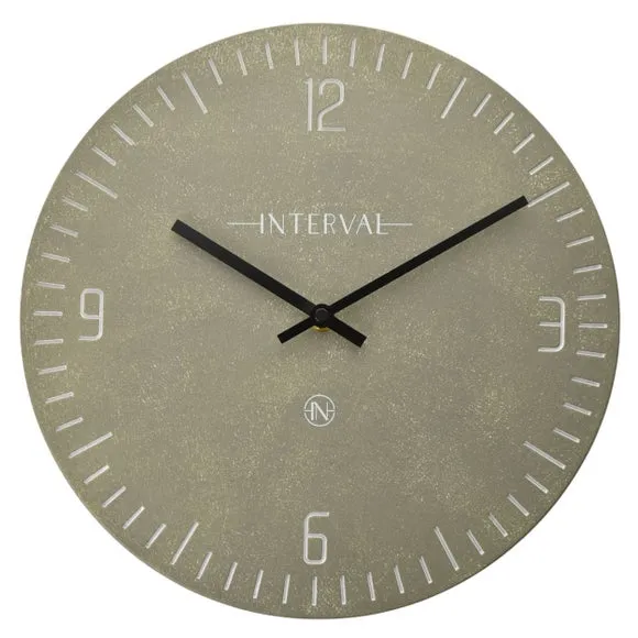 Round Wall Clock with Baton Markings - Pewter, Resin