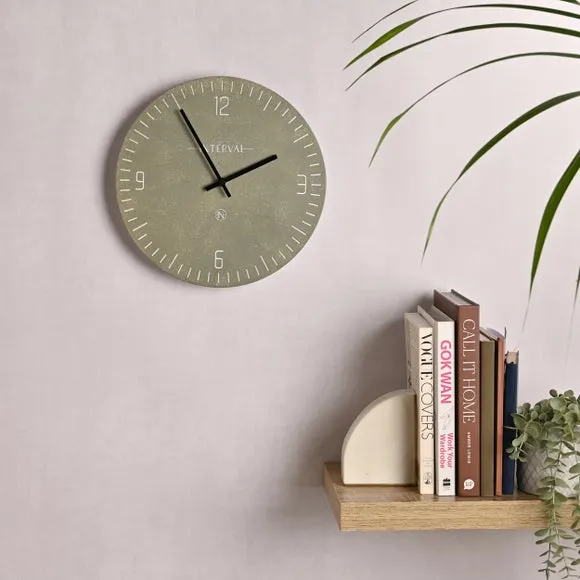 Round Wall Clock with Baton Markings - Pewter, Resin