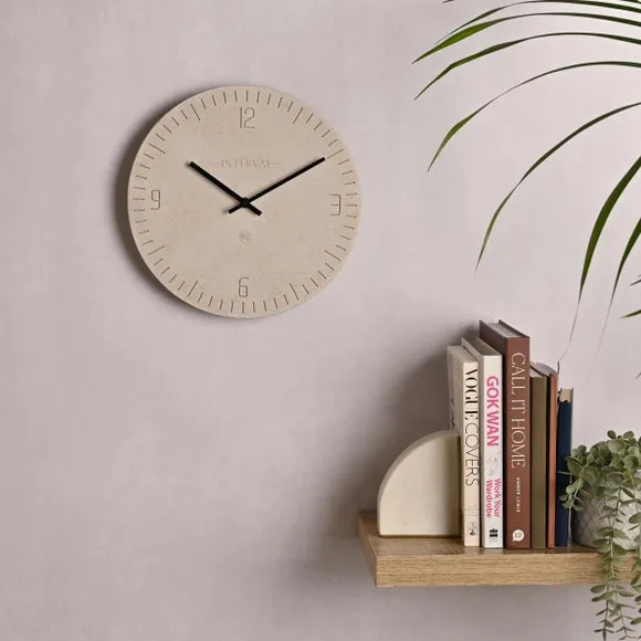 Round Wall Clock with Baton Markings - Stone, Resin