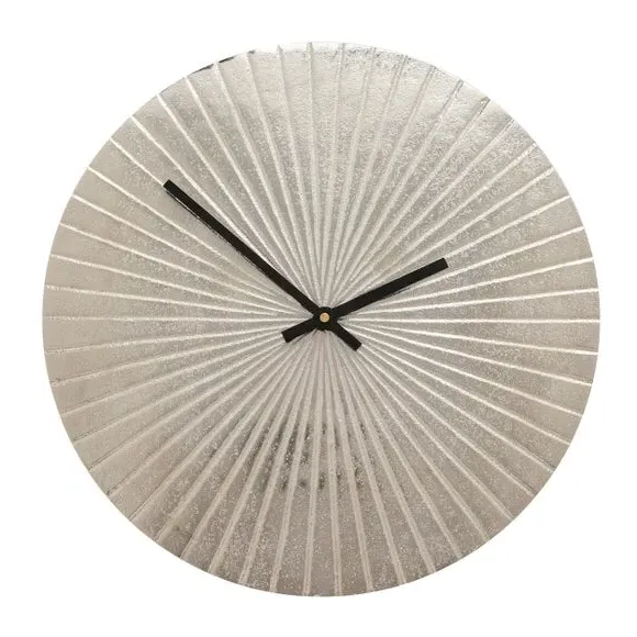 Starburst Wall Clock - Silver, Metal