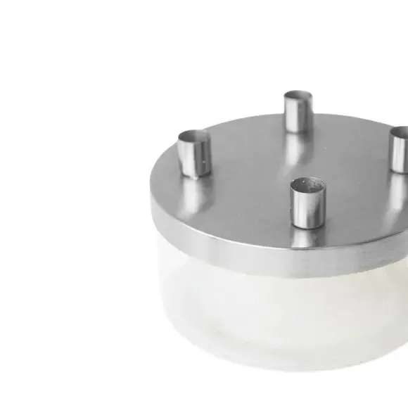 4-Candle Holder with Glass Bowl - Silver, Metal