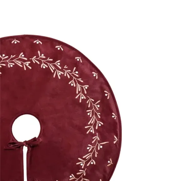 80cm Tree Skirt with Embroidery - Ruby, Velvet