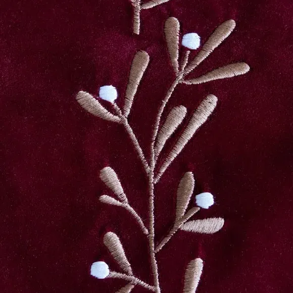80cm Tree Skirt with Embroidery - Ruby, Velvet