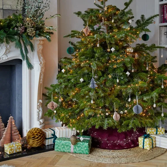80cm Tree Skirt with Embroidery - Ruby, Velvet