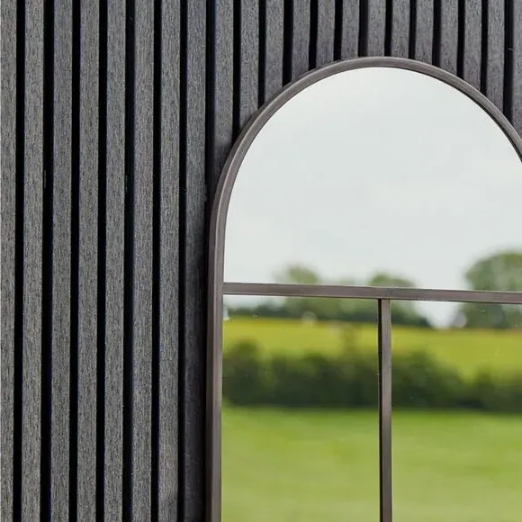 Arched Wall Mirror Outdoor - Black, Steel